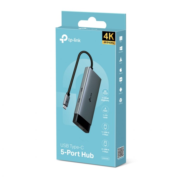 Imagine Docking station USB type C la HDMI 4K60Hz/2 x USB-A / USB type C + PD 100W, TP-LINK UH5020C