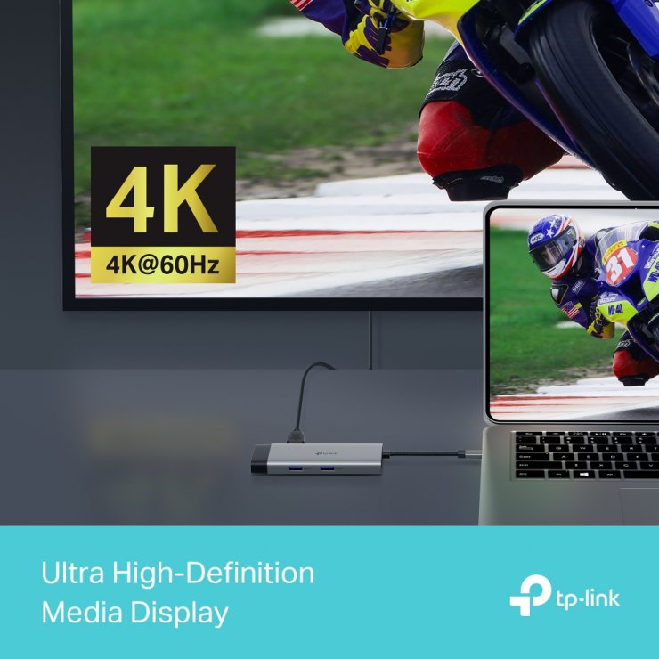 Imagine Docking station USB type C la HDMI 4K60Hz/Gigabit/USB C + 2 x USB-A PD 100W, TP-LINK UH6120C