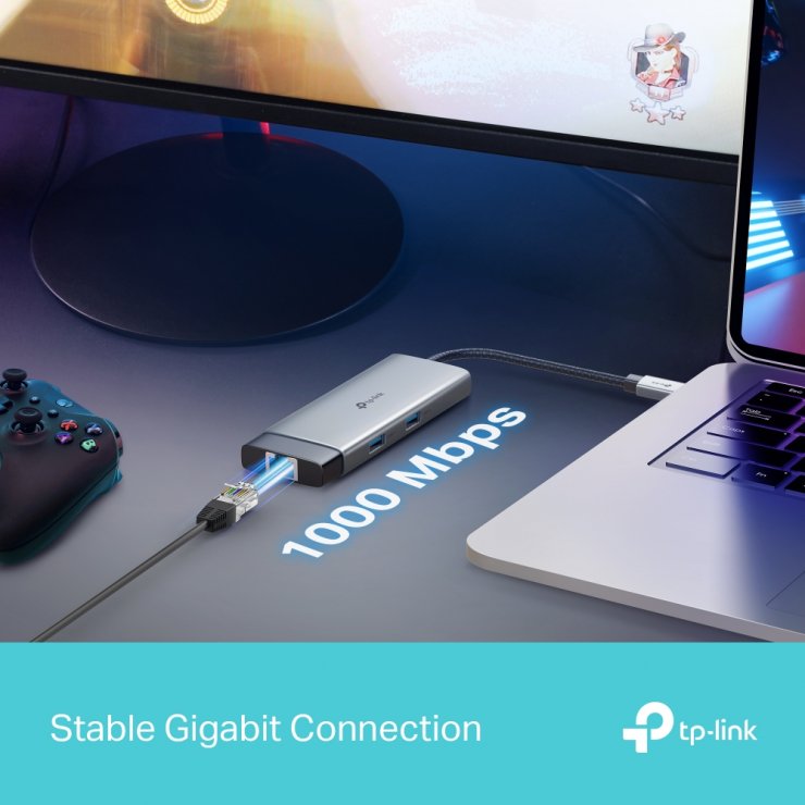 Imagine Docking station USB type C la HDMI 4K60Hz/Gigabit/USB C + 2 x USB-A PD 100W, TP-LINK UH6120C