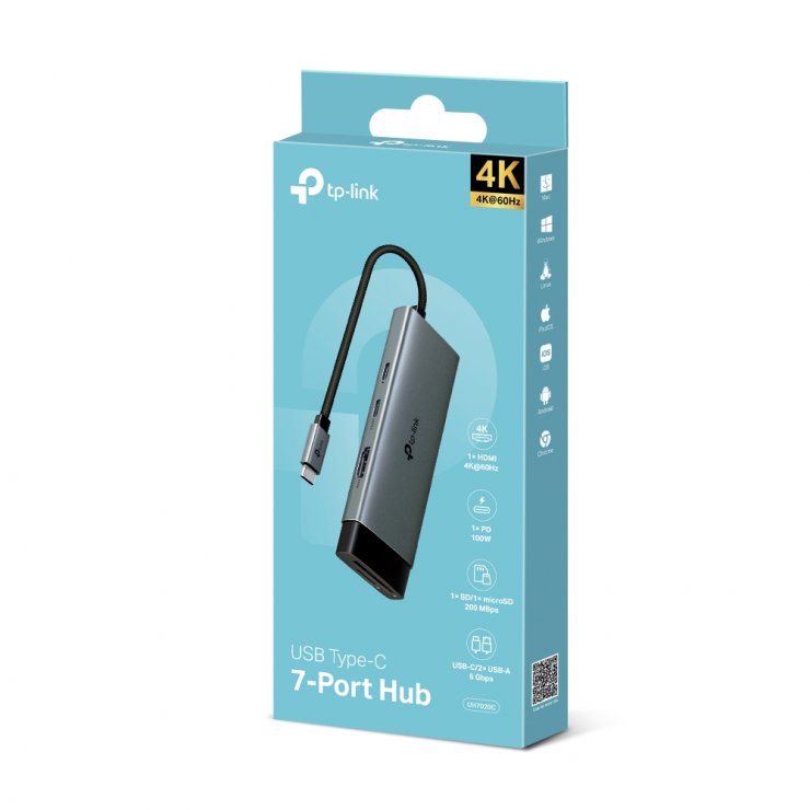 Imagine Docking station USB type C la HDMI 4K60Hz/USB type C/ 2 x USB-A + PD 100W, TP-LINK UH7020C
