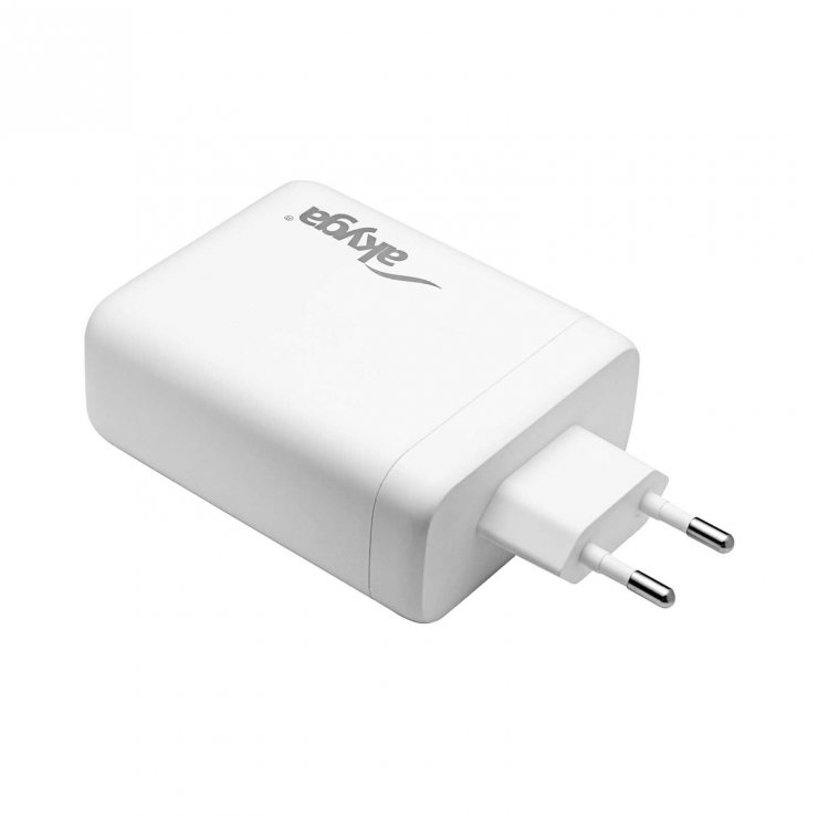 Imagine Incarcator priza 3 x USB-C + USB-A PD GaN 5-28V/1.5-5A 140W Alb, Akyga AK-CH-24