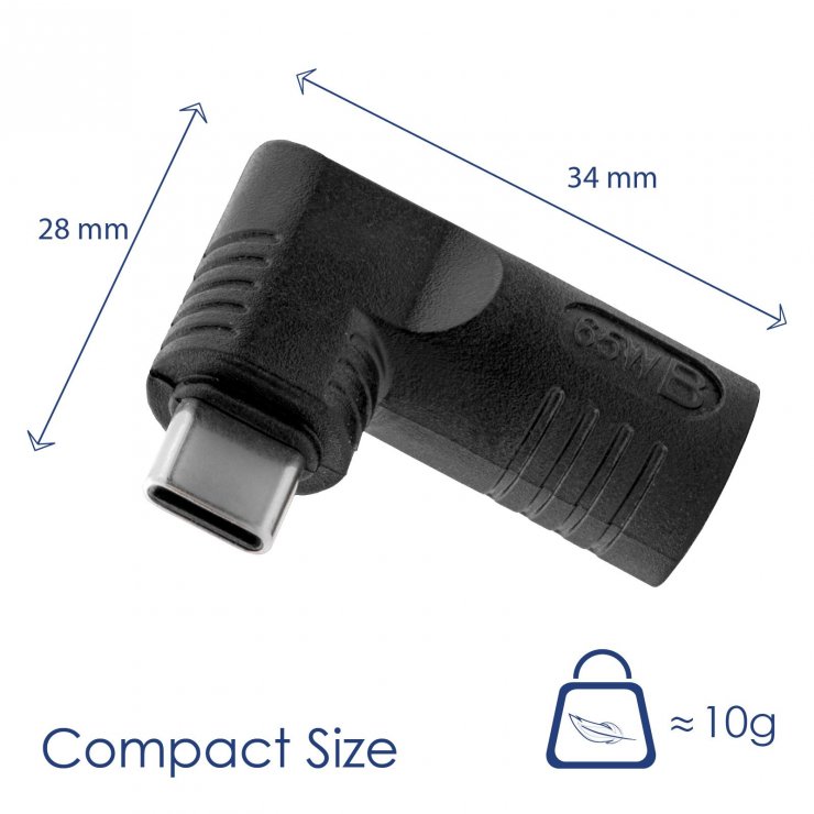 Imagine Adaptor USB type C la DC 6.3 x 3.0mm 65W T-M, Akyga AK-ND-D05