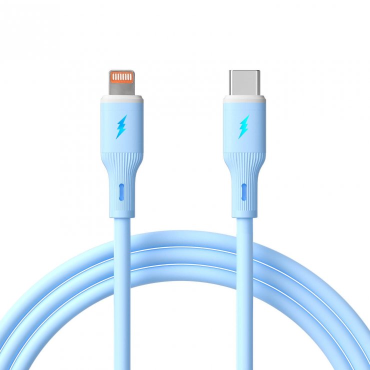 Imagine Cablu USB type C la Lightning 30W 1m Blue Silicon, Akyga AK-USB-72