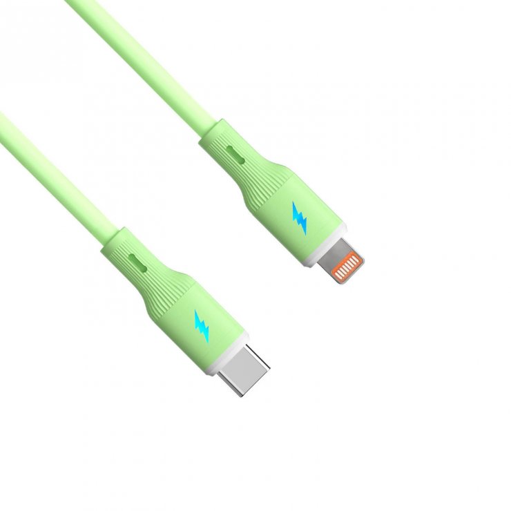 Imagine Cablu USB type C la Lightning 30W 1m Verde Silicon, Akyga AK-USB-73