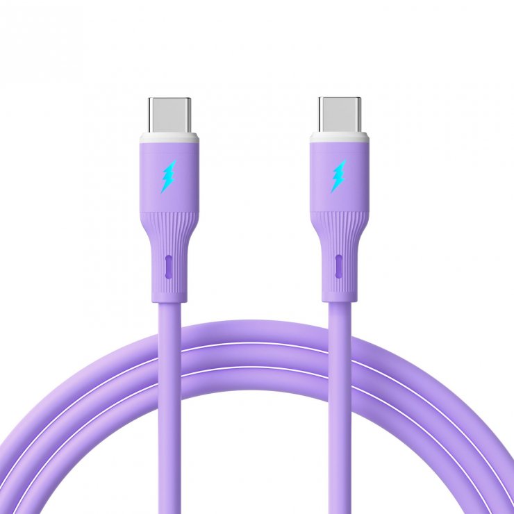Imagine Cablu USB type C la USB type C 60W 1m Purple Silicon, Akyga AK-USB-70