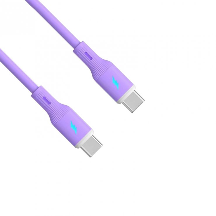 Imagine Cablu USB type C la USB type C 60W 1m Purple Silicon, Akyga AK-USB-70