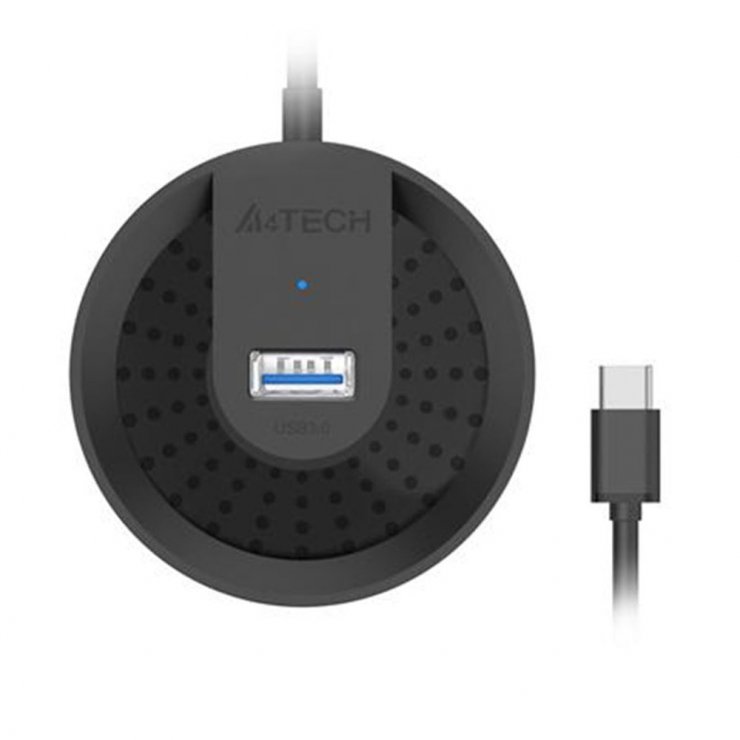 Imagine HUB USB 3.2 type C la 4 x USB-A 0.5m Negru, A4Tech HUB-30C-BK