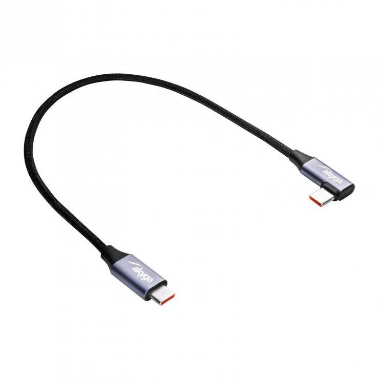 Imagine Cablu USB 2.0 type C la USB type C drept/unghi 60W 0.3m, Akyga AK-USB-53