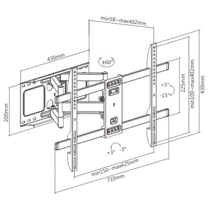 Imagine Suport TV 37" - 80" max. 60kg cu montare perete, Gembird WM-80ST-02