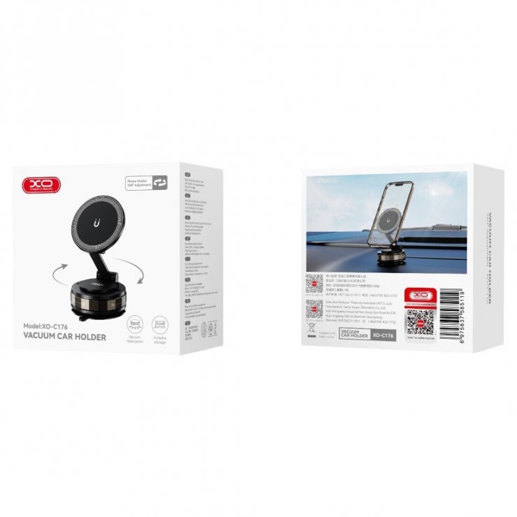 Imagine Suport cu ventuza pentru smartphone montare cu magnet Negru, XO C176