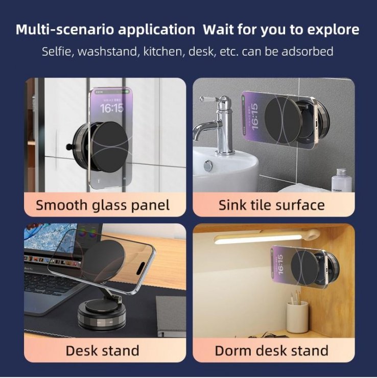 Imagine Suport cu ventuza pentru smartphone montare cu magnet Negru, XO C176