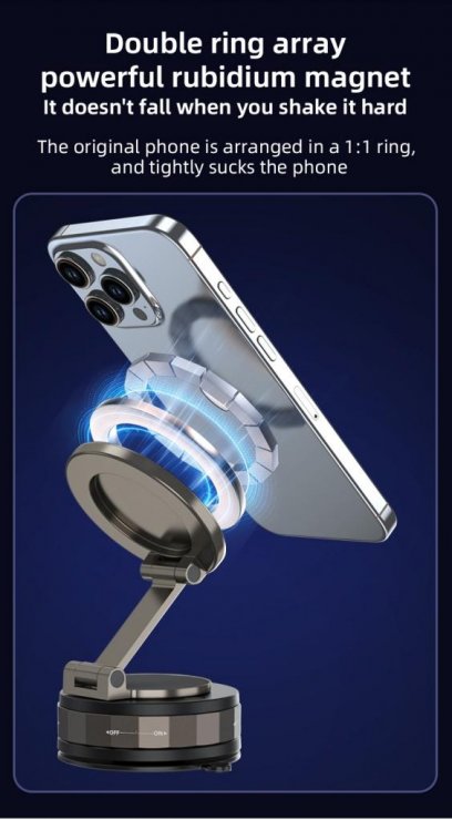 Imagine Suport cu ventuza pentru smartphone montare cu magnet Negru, XO C176