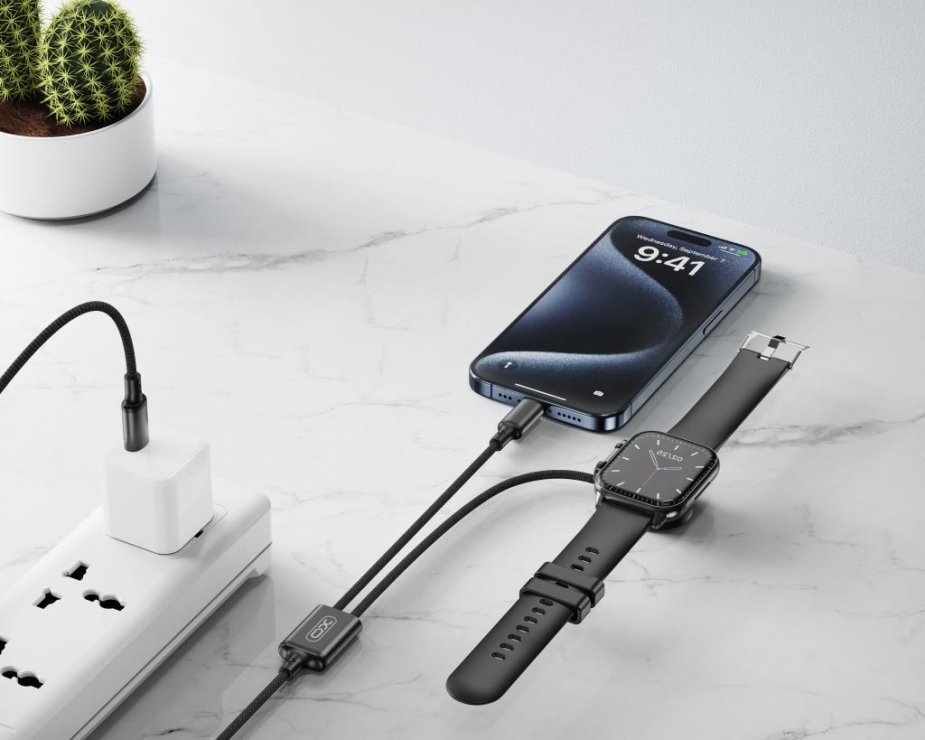 Imagine Cablu incarcare USB type C la USB type C + pad Apple Watch, XO CX030