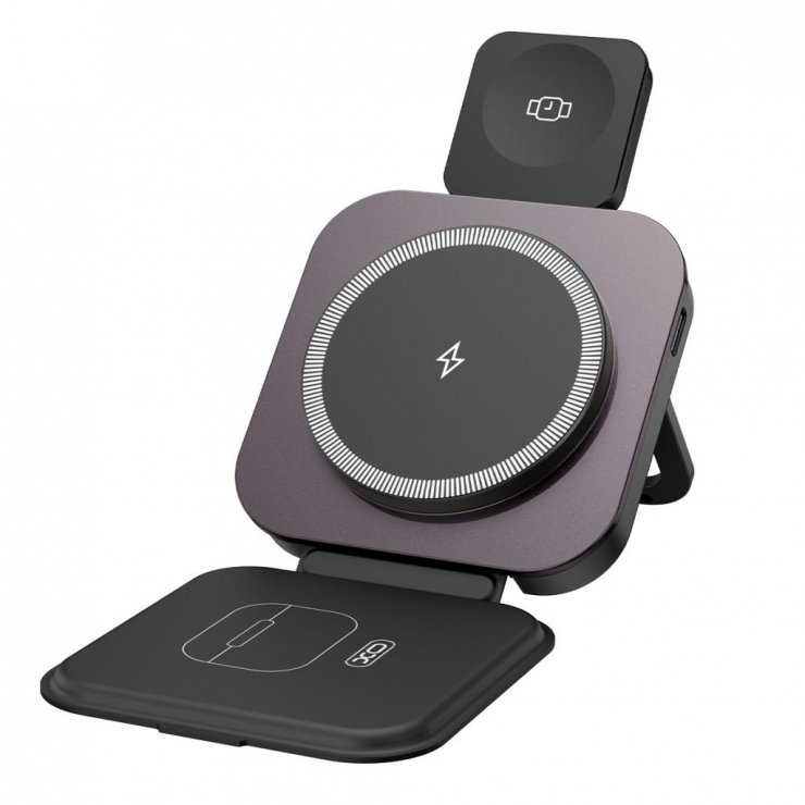 Imagine Statie wireless de incarcare 15W 3in1 Negru, XO CX035
