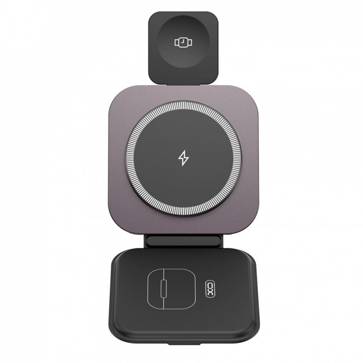 Imagine Statie wireless de incarcare 15W 3in1 Negru, XO CX035