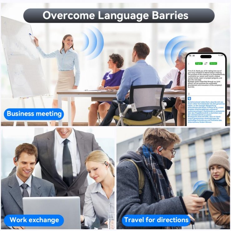 Imagine Casti wireless HF TWS Smart Ai translation Negru, XO G36