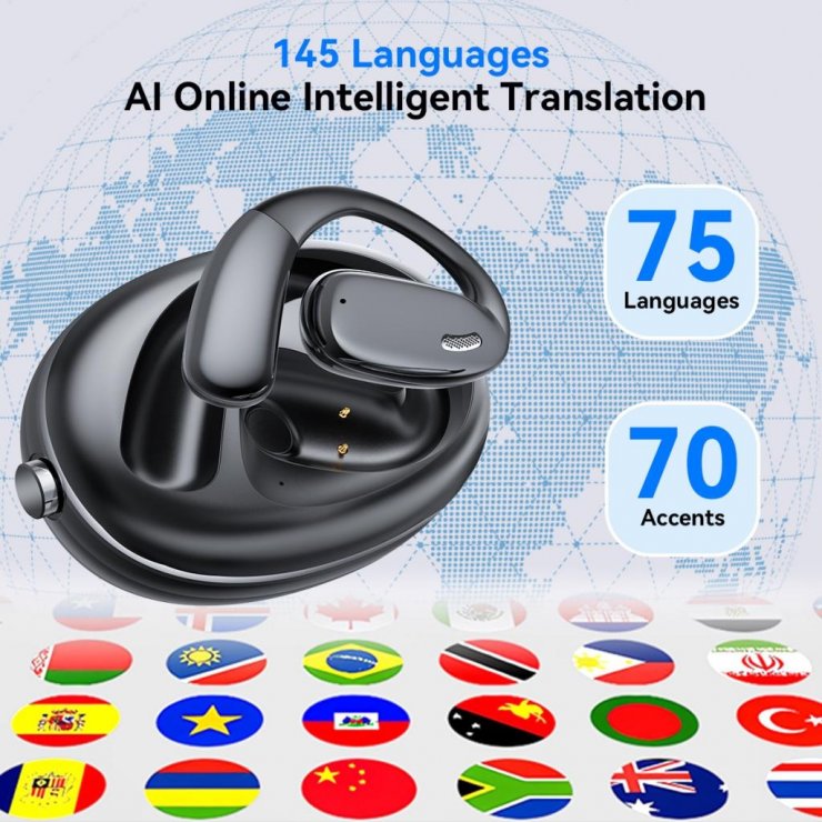 Imagine Casti wireless HF TWS Smart Ai translation Negru, XO G36