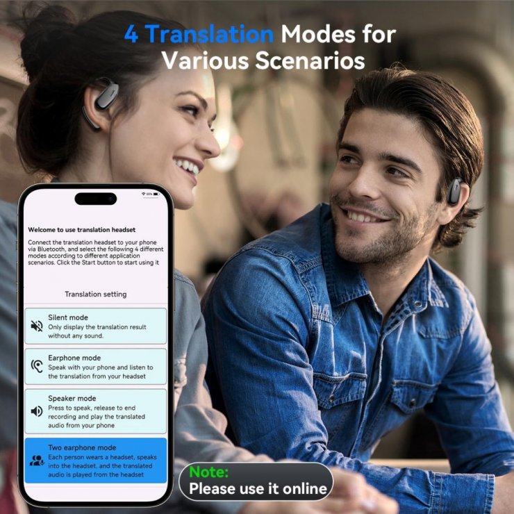 Imagine Casti wireless HF TWS Smart Ai translation Negru, XO G36