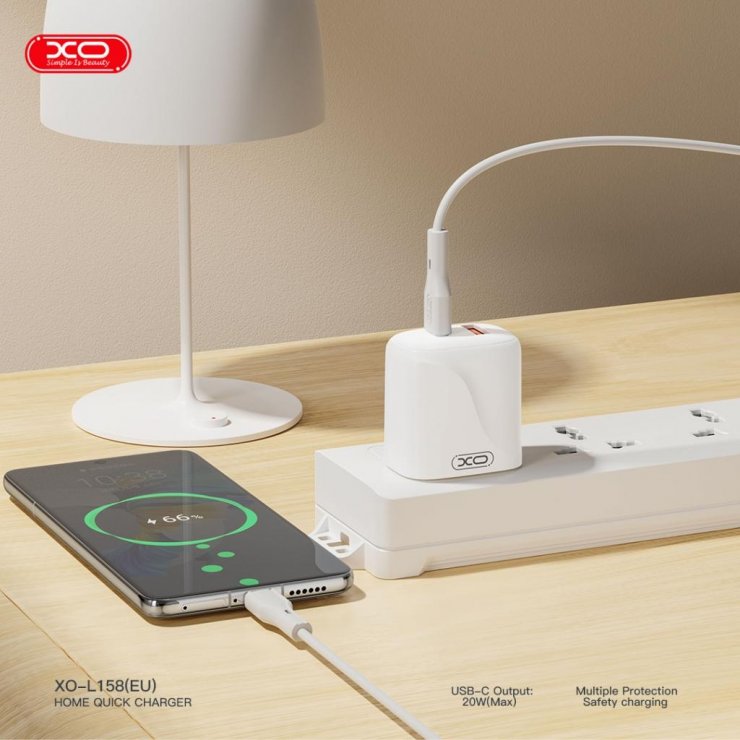 Imagine Incarcator priza USB-A + USB-C 20W Alb, XO L158