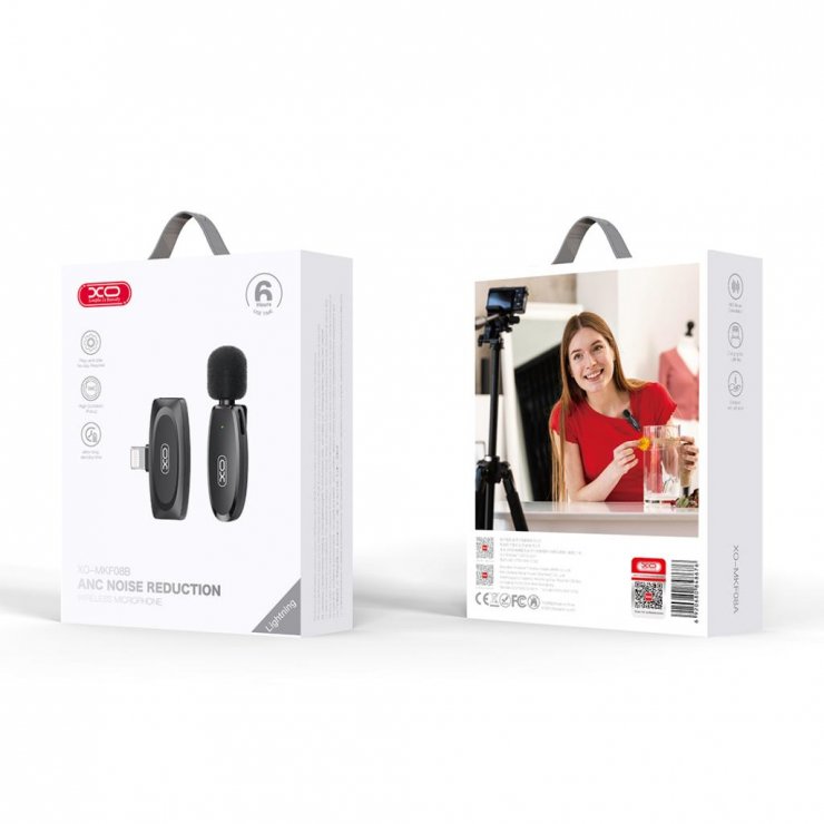 Imagine Microfon wireless cu Lightning AI Noise-reduction Negru, XO MKF08B