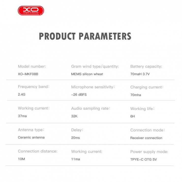 Imagine Microfon wireless cu Lightning AI Noise-reduction Negru, XO MKF08B
