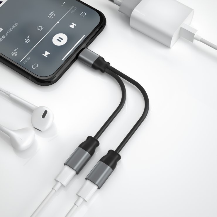 Imagine Adaptor Lightning la 2 x Lightning T-M 12cm brodat, XO NB-R160A