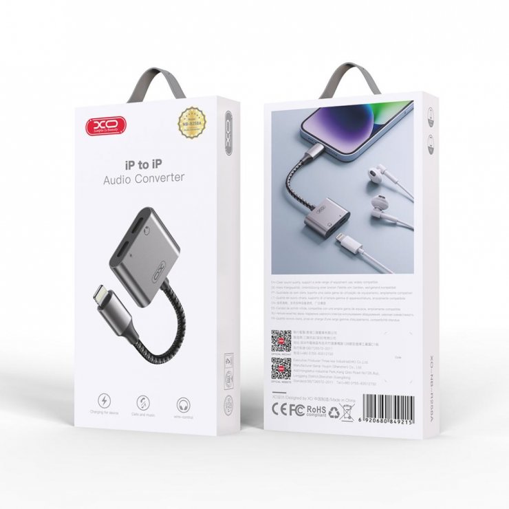 Imagine Adaptor Lightning la 2 x Lightning T-M 12.5cm brodat, XO NB-R258A