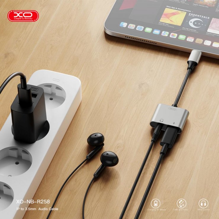 Imagine Adaptor Lightning la jack stereo 3.5mm + Lightning T-M, XO NB-R258B