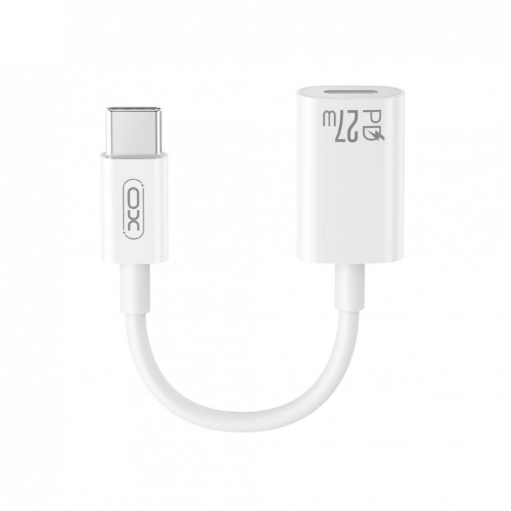 Imagine Adaptor audio USB type C la Lightning 27W T-M 12cm Alb, XO NB-R268A
