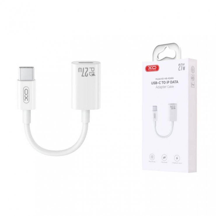 Imagine Adaptor audio USB type C la Lightning T-M 12cm Alb, XO NB-R268B