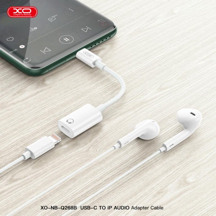Imagine Adaptor audio USB type C la Lightning T-M 12cm Alb, XO NB-R268B