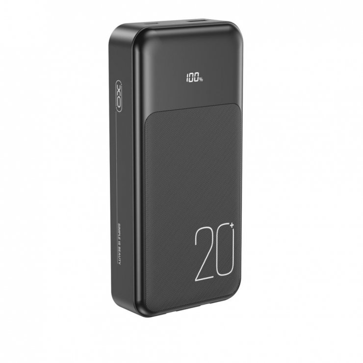 Imagine Power bank 20000 mAh 22.5W cu display + cablu USB-C/Lightning Negru, XO PR249