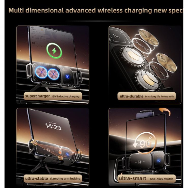 Imagine Suport auto wireless pentru smartphone/tableta 15W, XO WX041