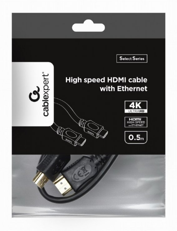 Imagine Cablu HDMI v2.0 T-T 0.5m Negru, Gembird CC-HDMI4L-0.5M