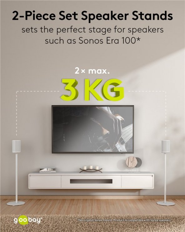 Imagine Set 2 buc suport podea pentru boxe Sonos Era 100 Alb, Goobay G71983