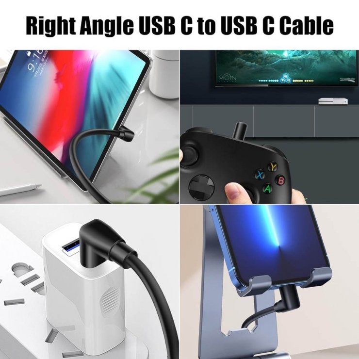 Imagine Cablu USB-A 3.2 la USB type C drept/unghi 2m, ku31cze2bk