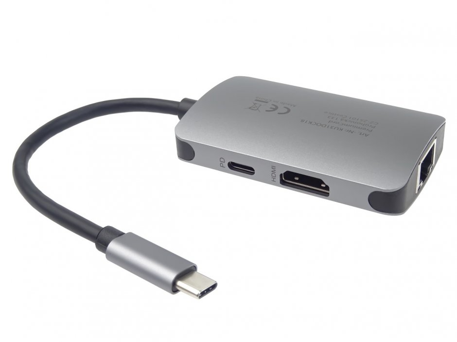 Imagine Docking station USB type C la HDMI 4K30Hz + Gigabit + PD, ku31dock18