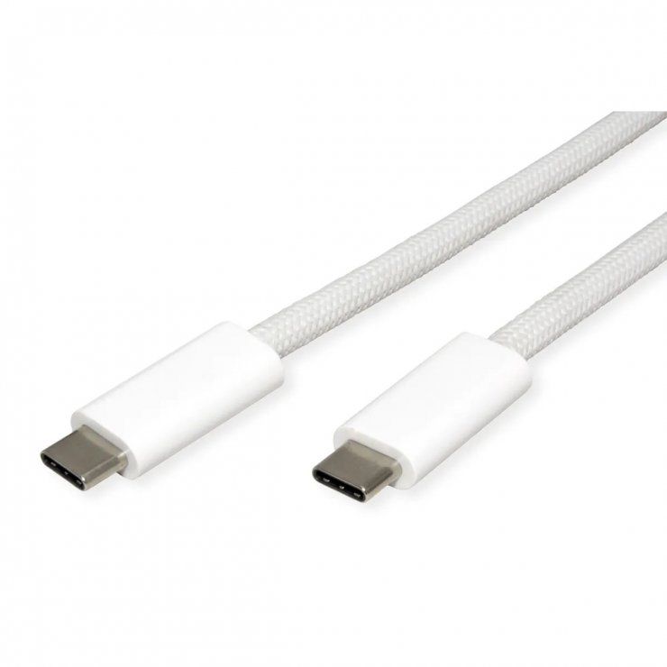Imagine Cablu USB4 Gen3x2 type C Emark 8K/40Gb/240W 1m Alb, Roline 11.02.8340