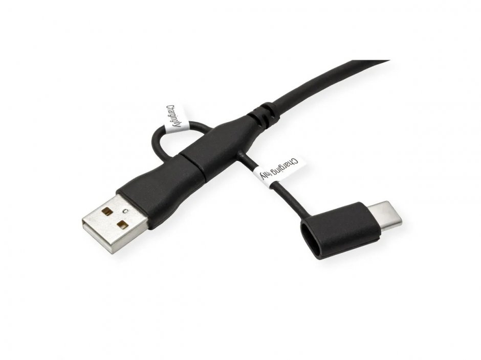Imagine Cablu USB 2.0 type C la USB type C cu A+C Data Lane Blockers 1m, Roline 11.02.8349