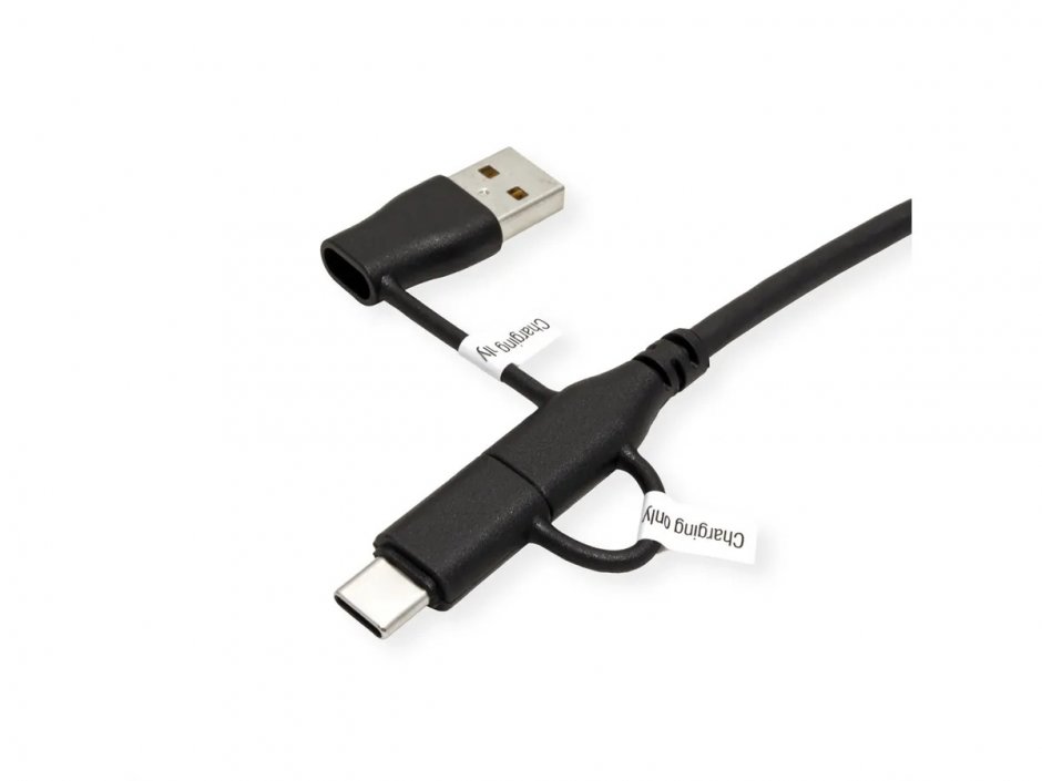 Imagine Cablu USB 2.0 type C la USB type C cu A+C Data Lane Blockers 1m, Roline 11.02.8349