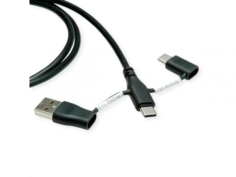 Imagine Cablu USB 2.0 type C la USB type C cu A+C Data Lane Blockers 1m, Roline 11.02.8349