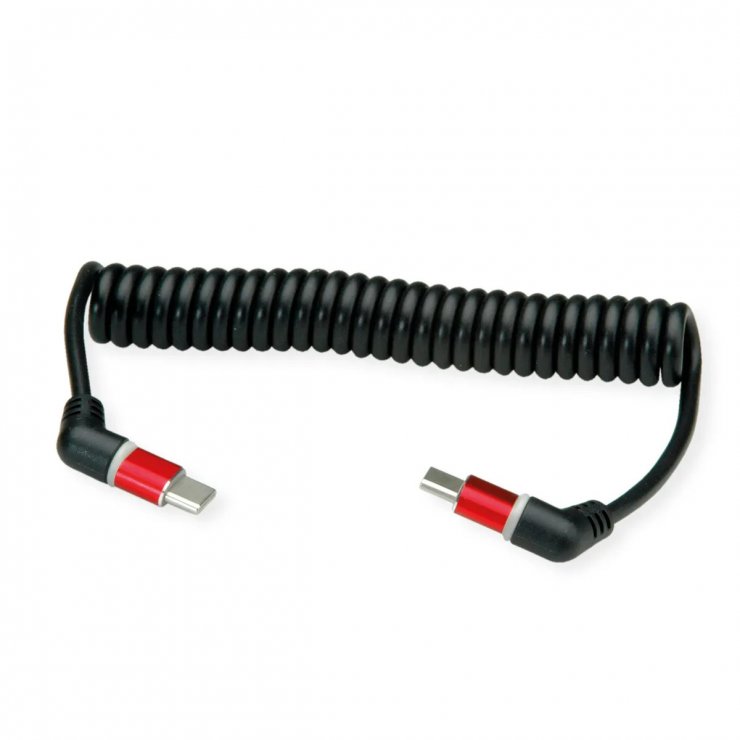 Imagine Cablu USB 2.0 type C conectori rotativi 60W unghi/unghi 1.5m Negru, Roline 11.02.8350