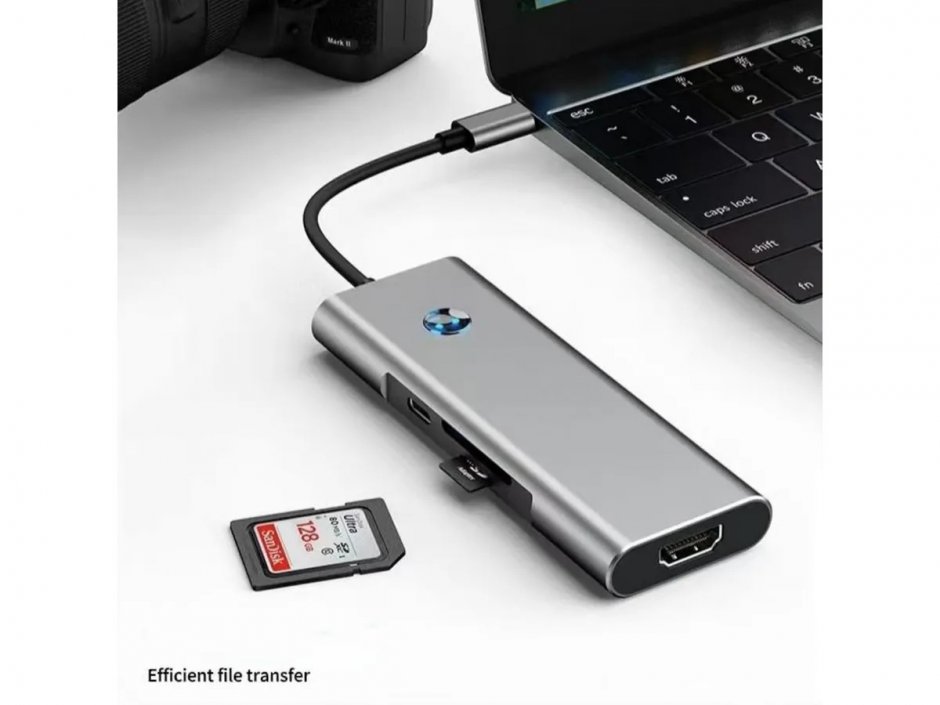Imagine Docking station USB type C la HDMI 4K60Hz/3x USB 3.2-A/1x SD,Micro SD + PD, Value 12.99.1144