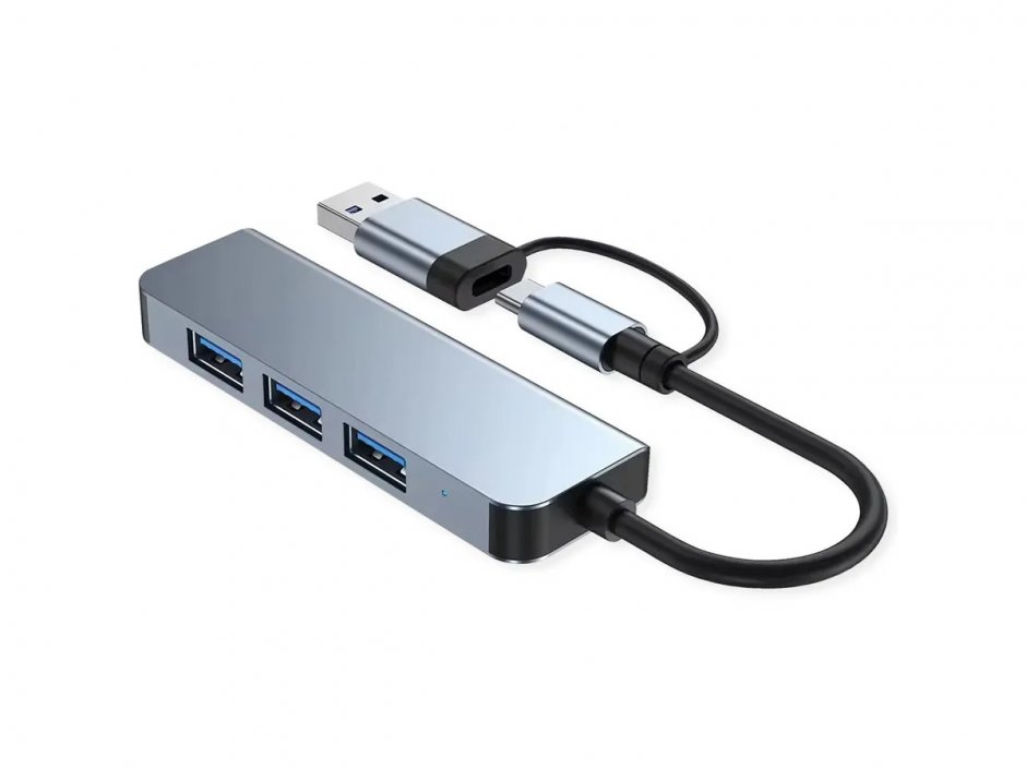 Imagine HUB USB type C/USB-A cu 3 x USB 2.0-A + USB 3.2-A, Value 12.99.1145