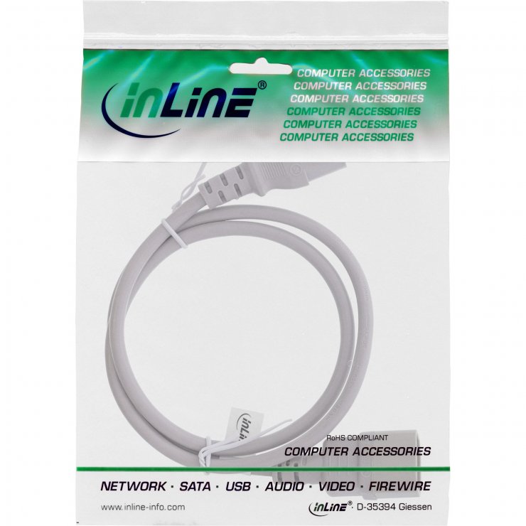 Imagine Cablu prelungitor alimentare C13 la C14 0.75m Gri, Inline IL16507A