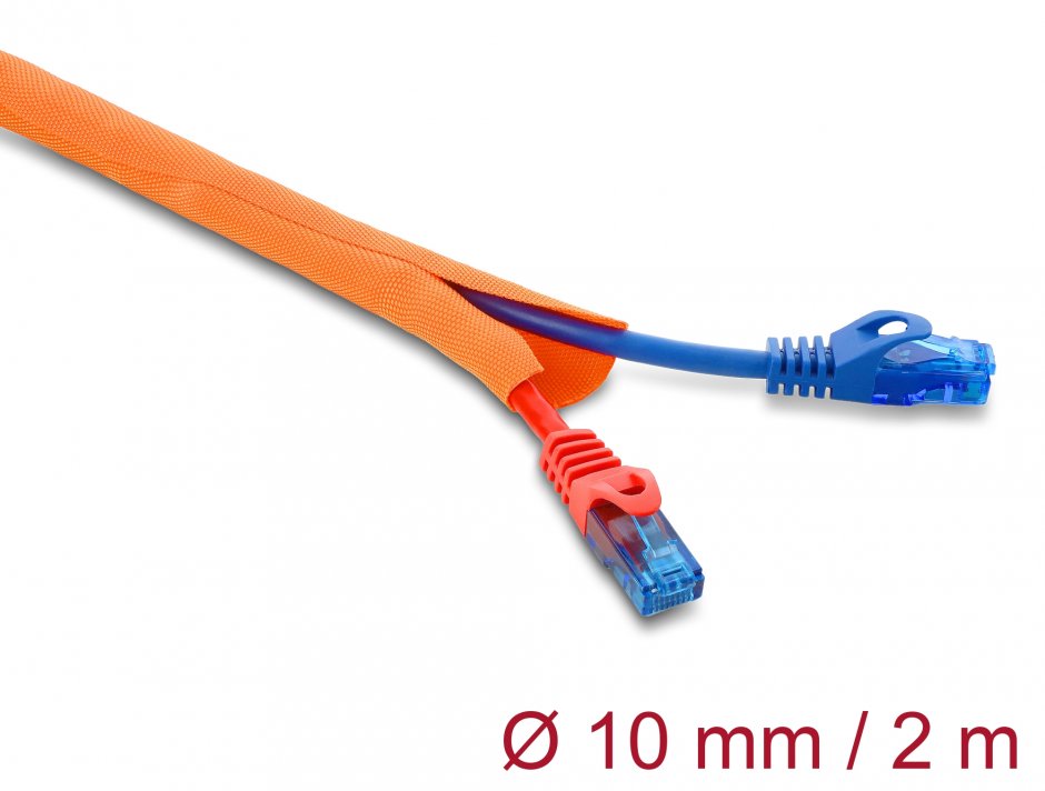 Imagine Plasa pentru organizarea cablurilor self-closing 2m x 10mm Orange, Delock 19017