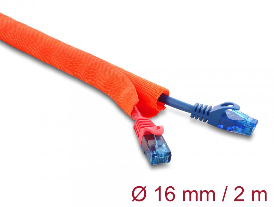 Imagine Plasa pentru organizarea cablurilor self-closing 2m x 16mm Orange, Delock 19018