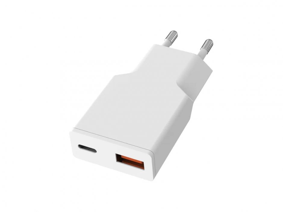 Imagine Incarcator priza USB-A + USB-C 20W Alb, Value 19.99.1110