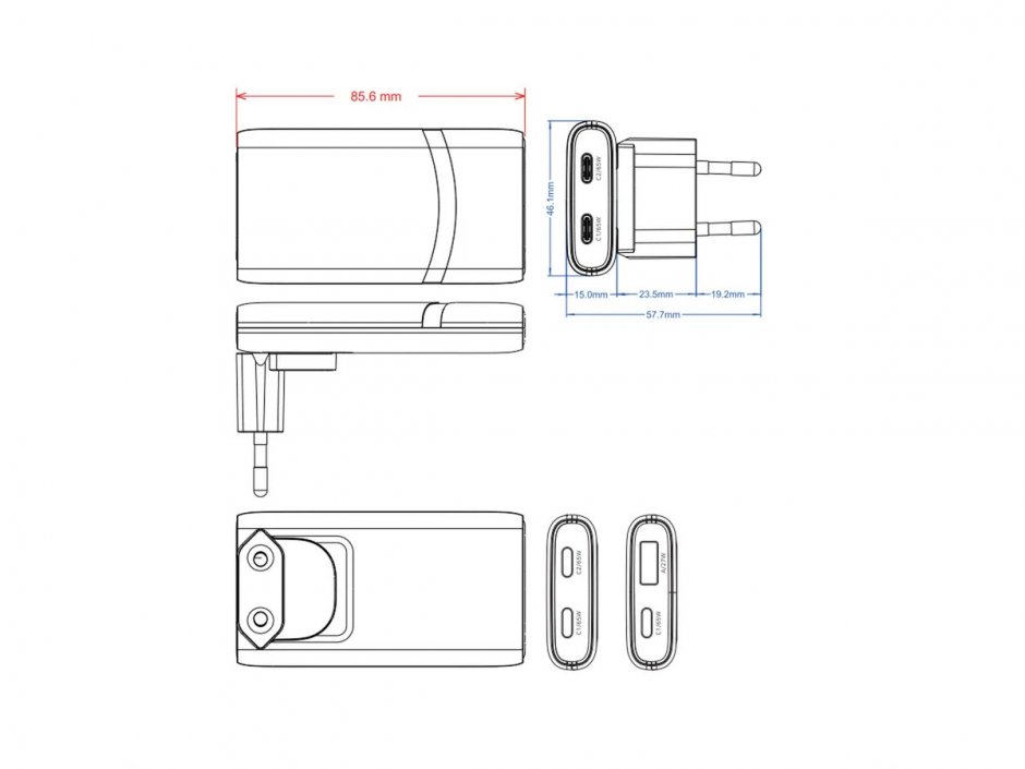 Imagine Incarcator priza USB-A + USB-C 65W Alb, Value 19.99.1112