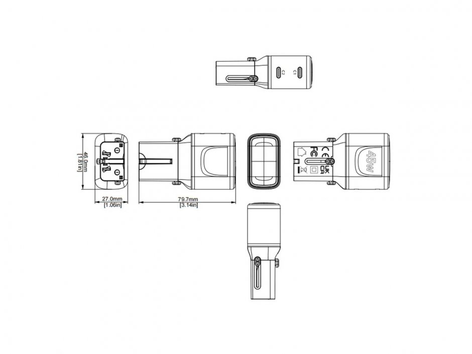 Imagine Incarcator priza EU/UK/US cu 2 x USB-C 45W Alb, Value 19.99.1114